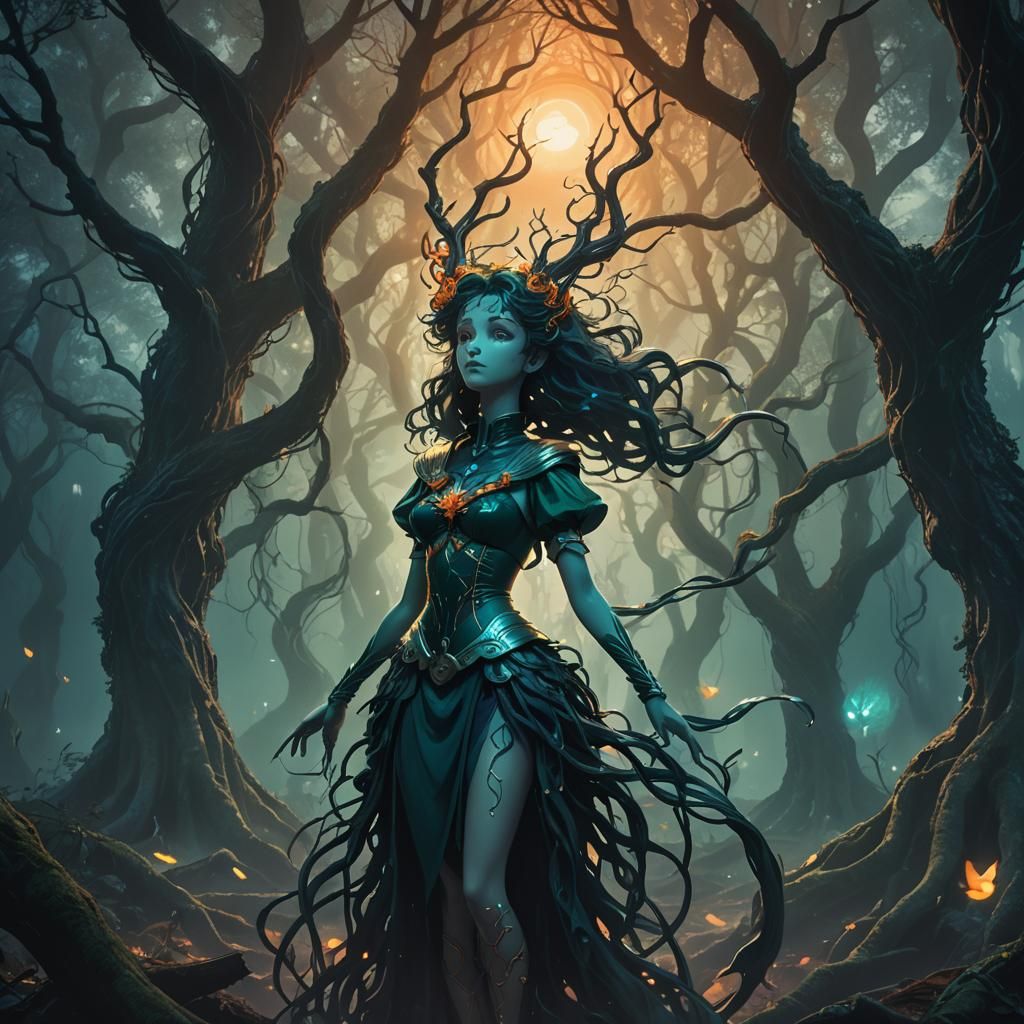 Sailor Neptune in Dark Fantasy Forest