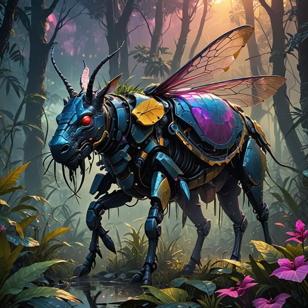 Majestic Mosquito Rhino Hybrid in Jungle Concept Art