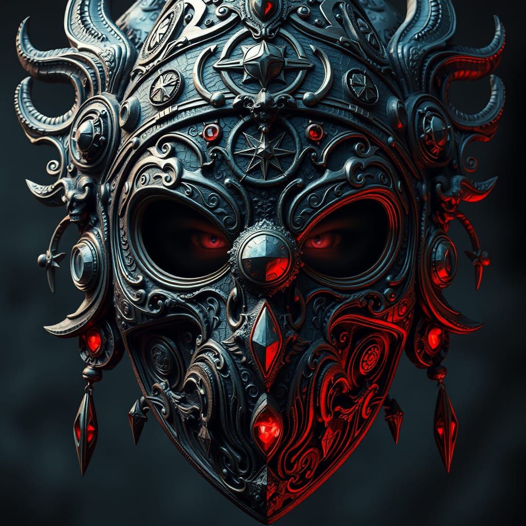 Darkly Ornate Mask Conceals Sinister Presence