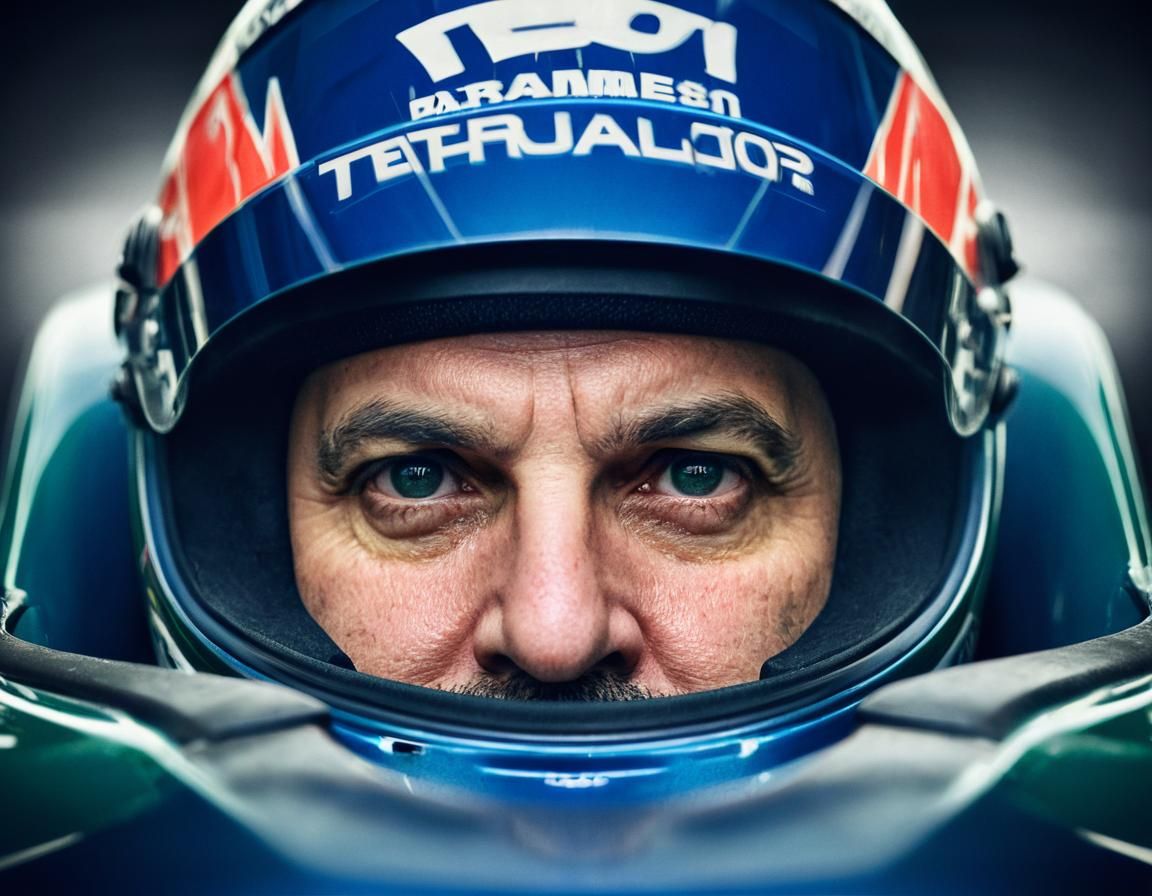 Formula 1 Driver Portrait in Moody, Painterly Style