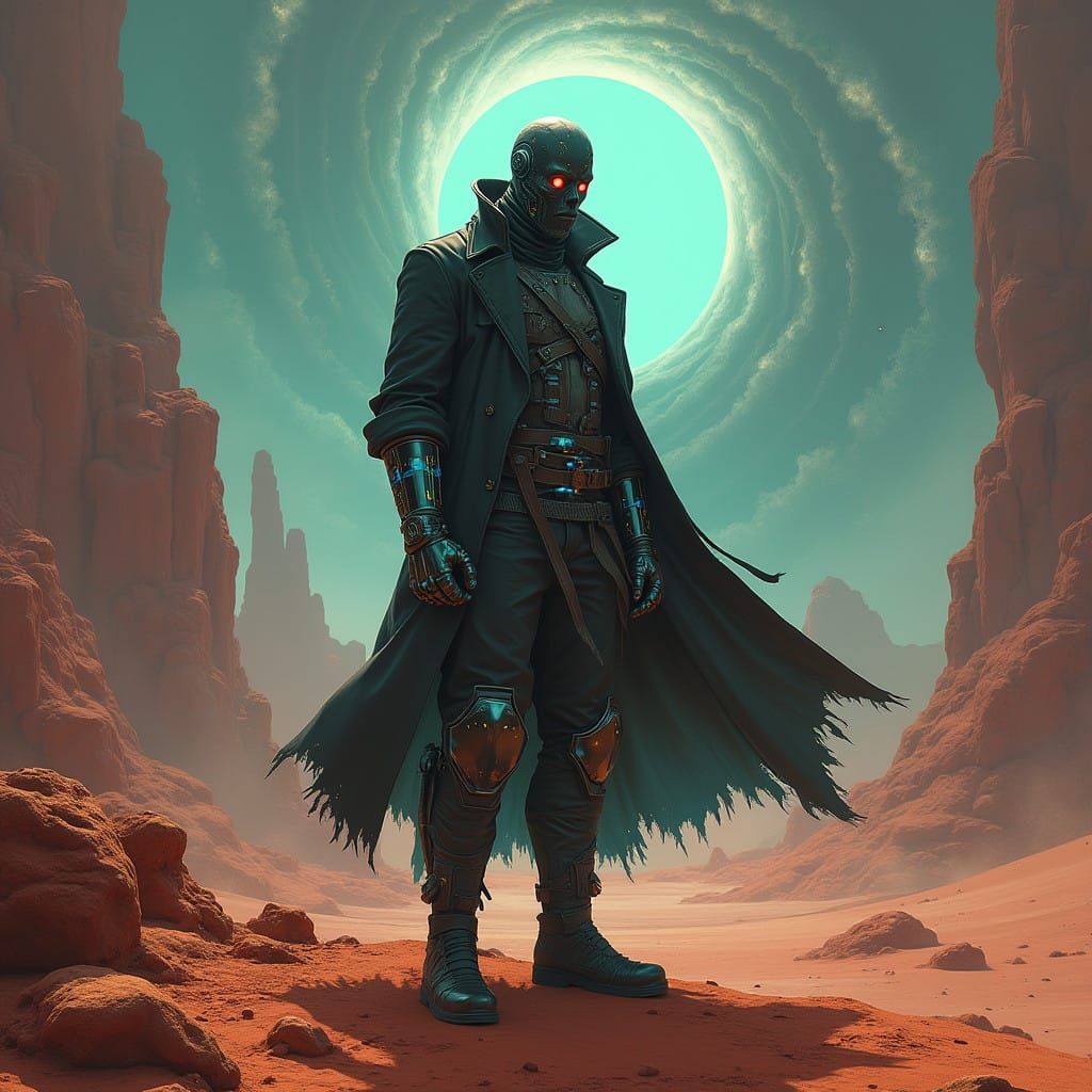 Space Pirate Captain Amidst Cosmic Vortex