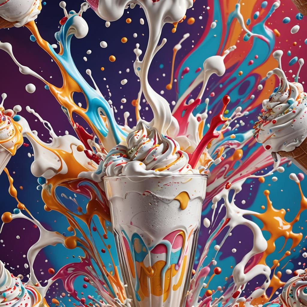 Dynamic Milkshake Splash in Vibrant Concept Art