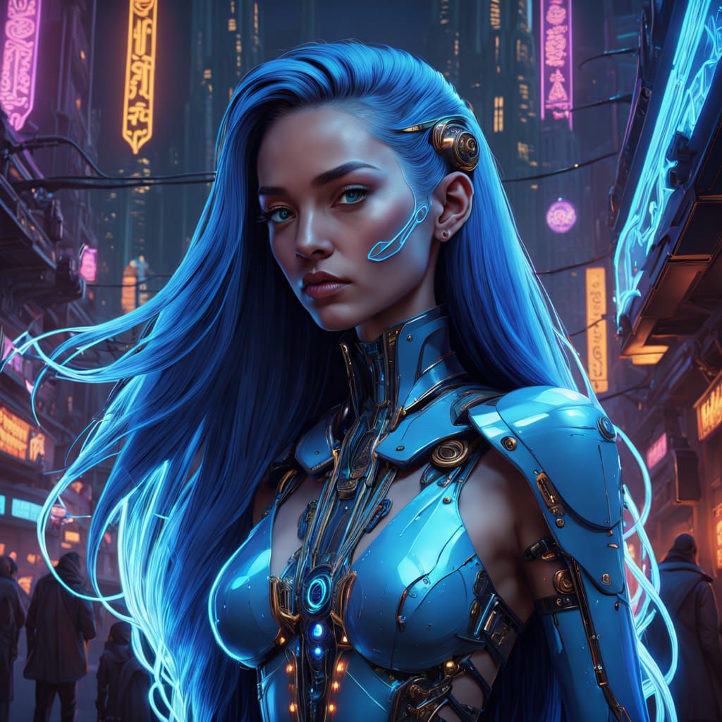 Cyberpunk Goddess in Digital Armor