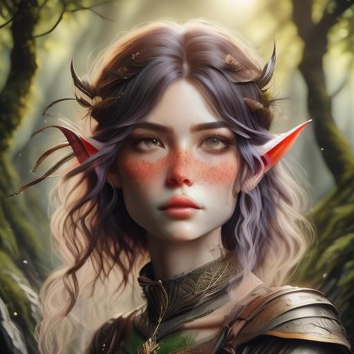 Watercolor Elf Watches Sunset in Perfect Composition