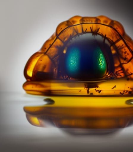 Alien Tick Encased in Amber: Hyperrealistic Close-Up