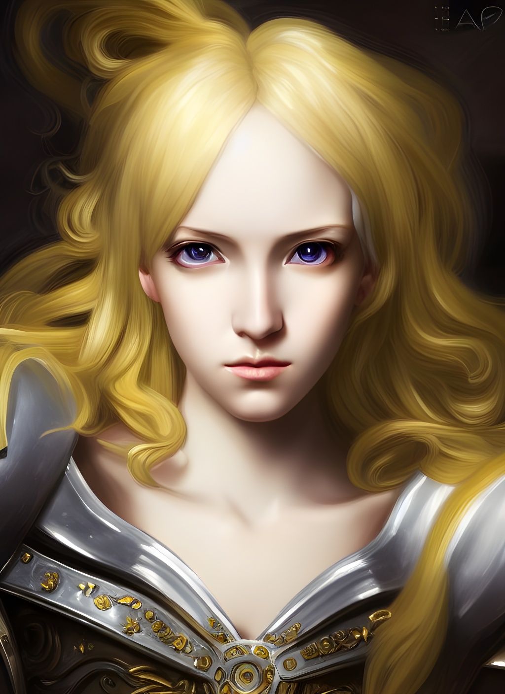 Anime Female Knight in Baroque Oil Painting Style