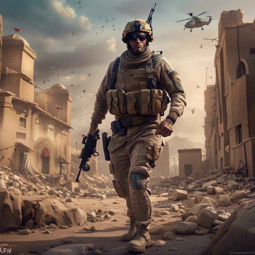 Detailed Matte Painting of an Iraqi Soldier