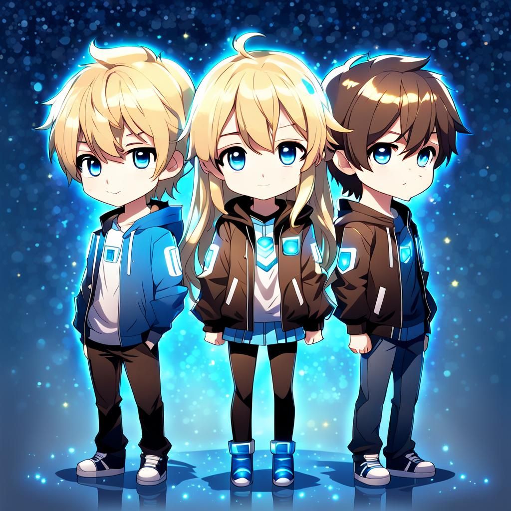 Anime Chibi Friends in Sparkling Manga Style