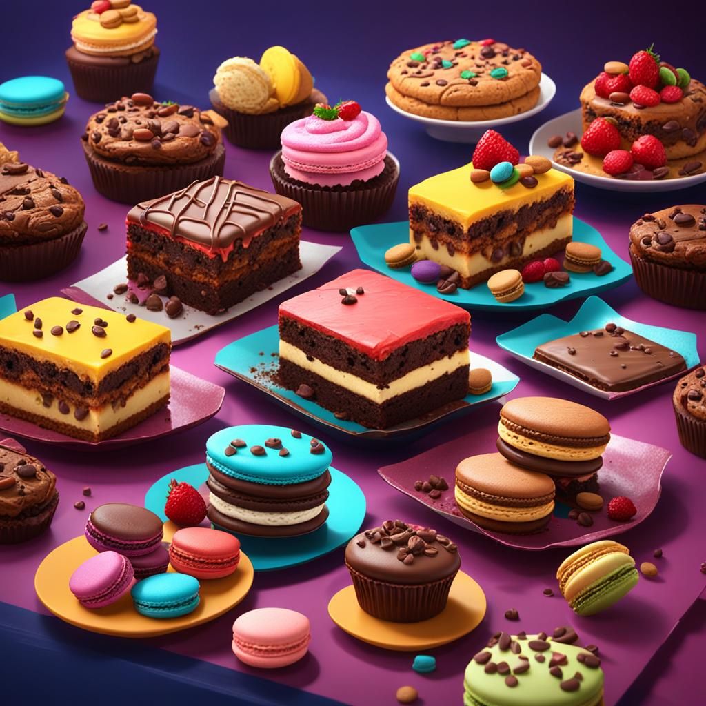 Coquette Food Menu with Brownies and Macarons