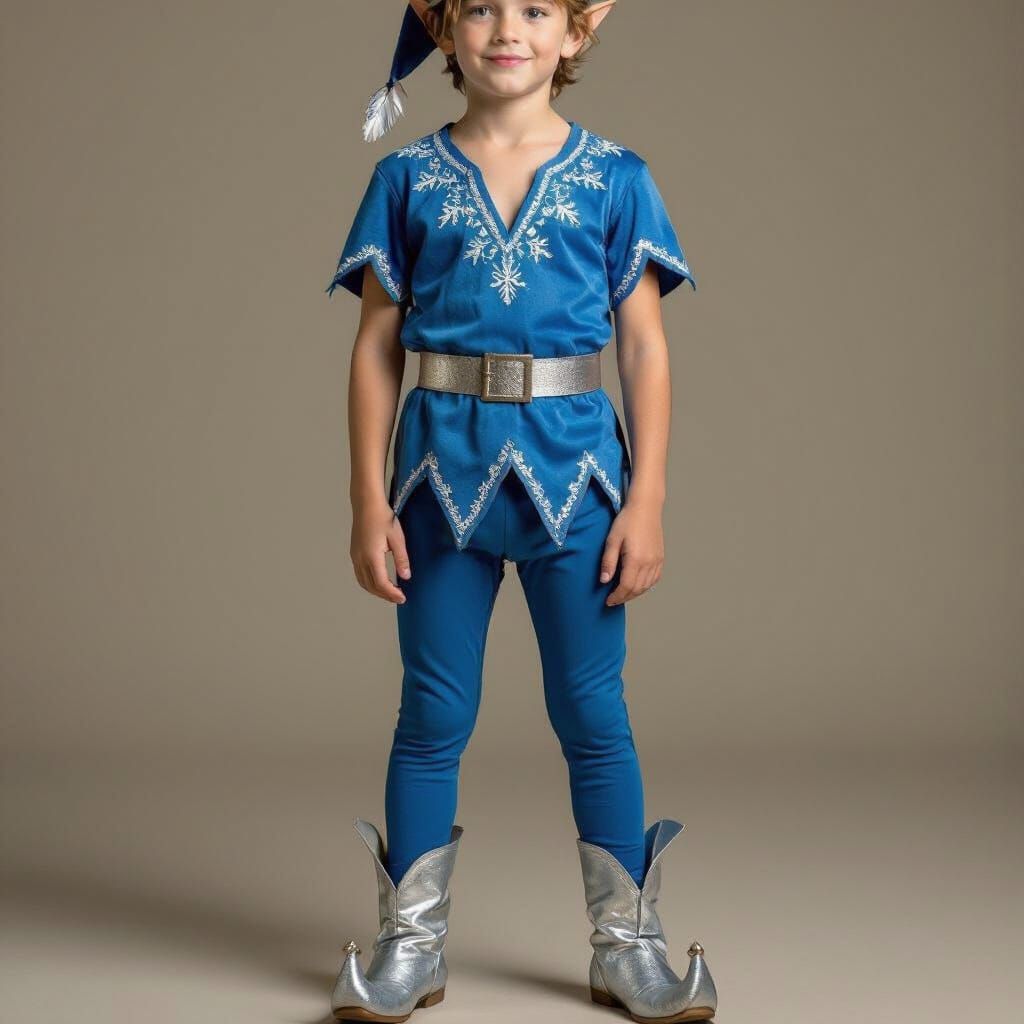 Boy in Detailed Peter Pan Costume, Realistic Style