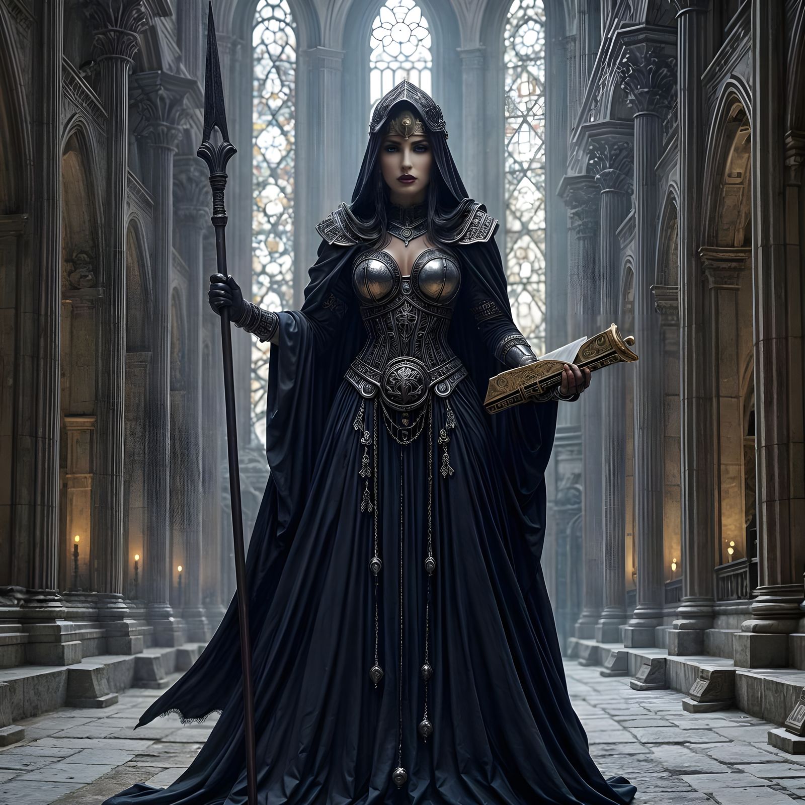 Goddess Athena in Dark Gothic Setting