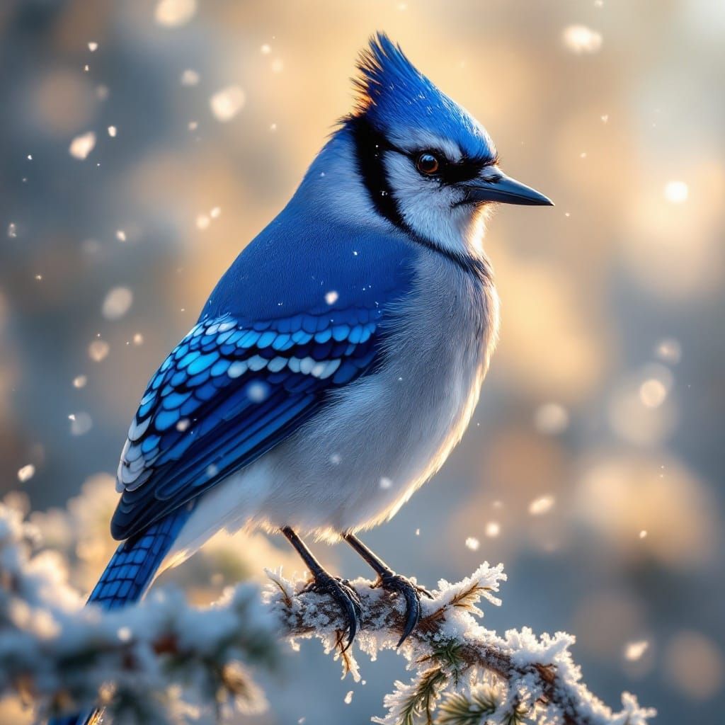Regal Blue Jay in Winter Wonderland