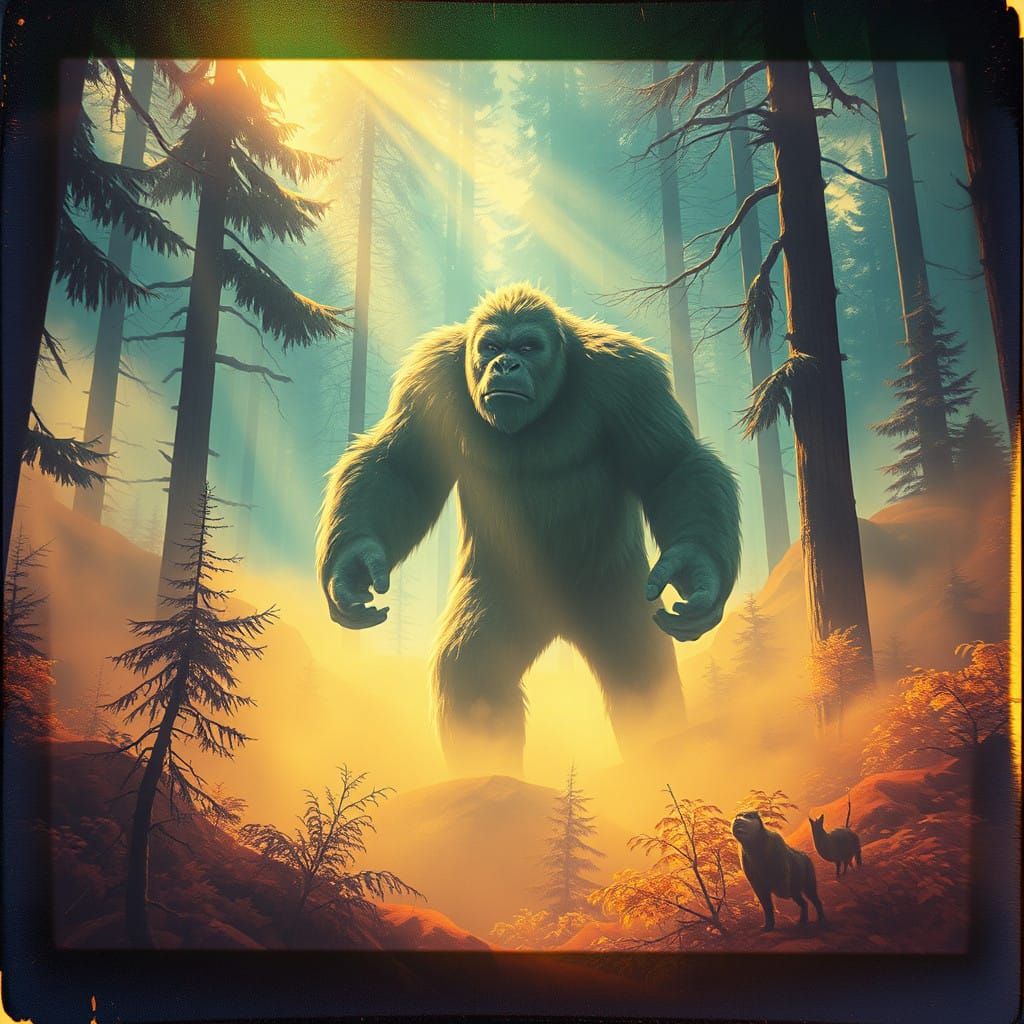 Mystical Sasquatch Emerges from Primeval Forest Fog
