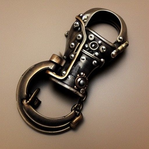 Intricate Steampunk Handcuff with Mechanical Details