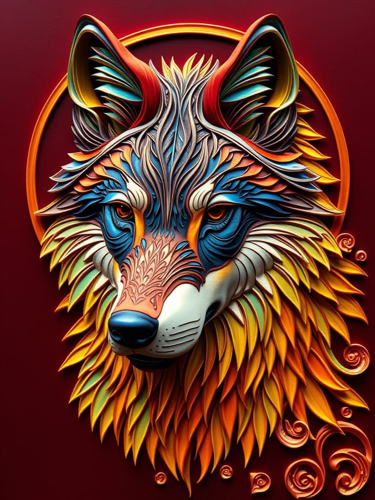 Dire Wolf WLOP contrasting colors deep color warm colors tet...