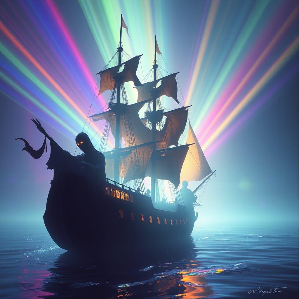 Ghostly Galleon Sails Through Sea of Light