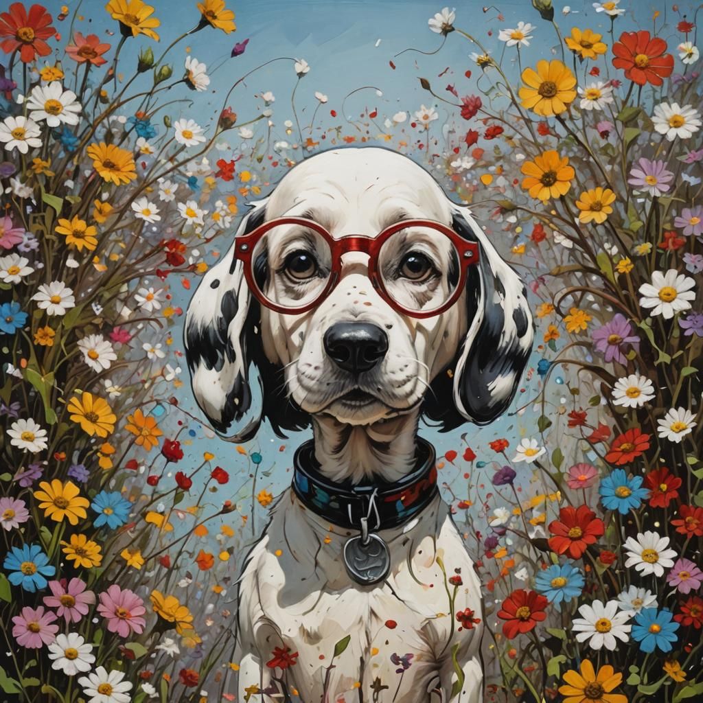 Snoopy in Surreal Spectacles with Pastel Flowers