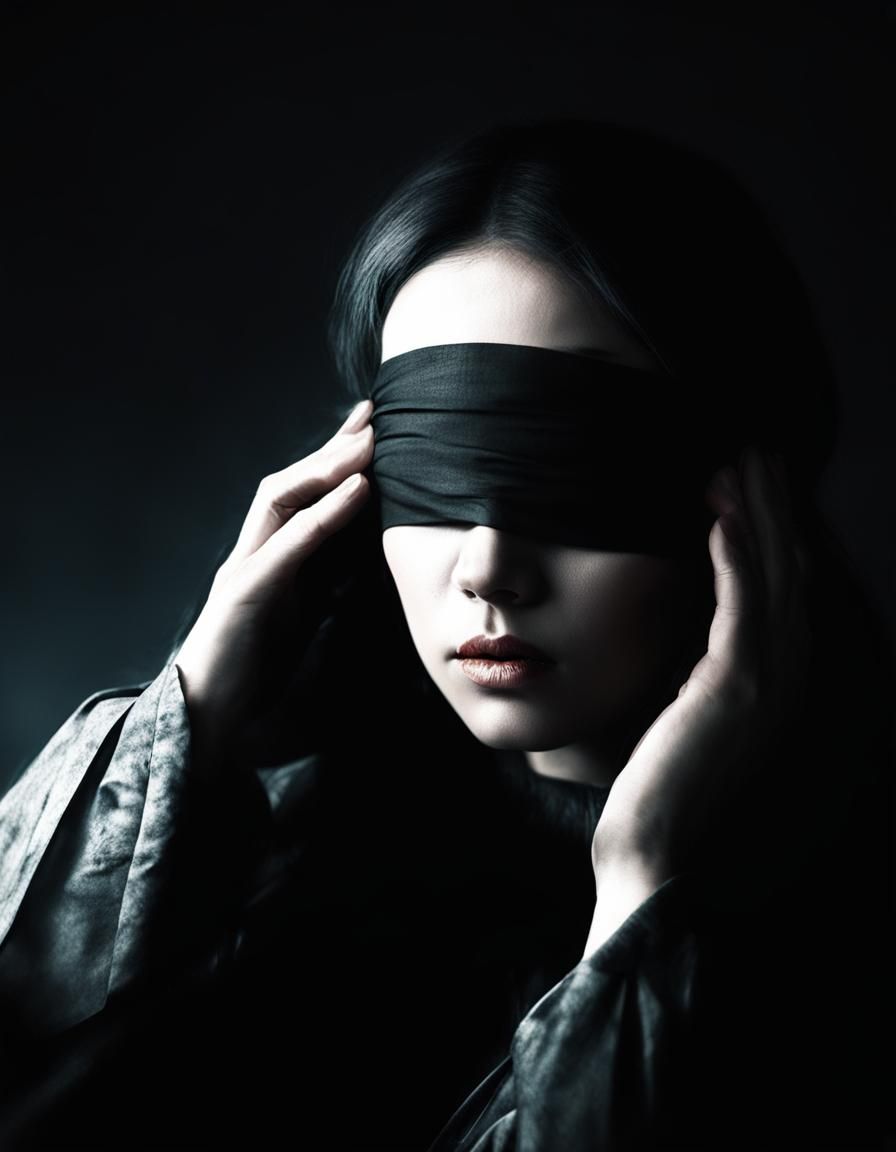 Dramatic Portrait of a Blindfolded Woman