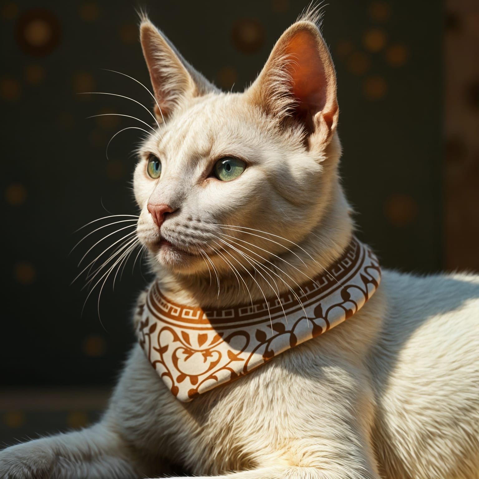 Stylized Greek Cat in Ancient Art Style