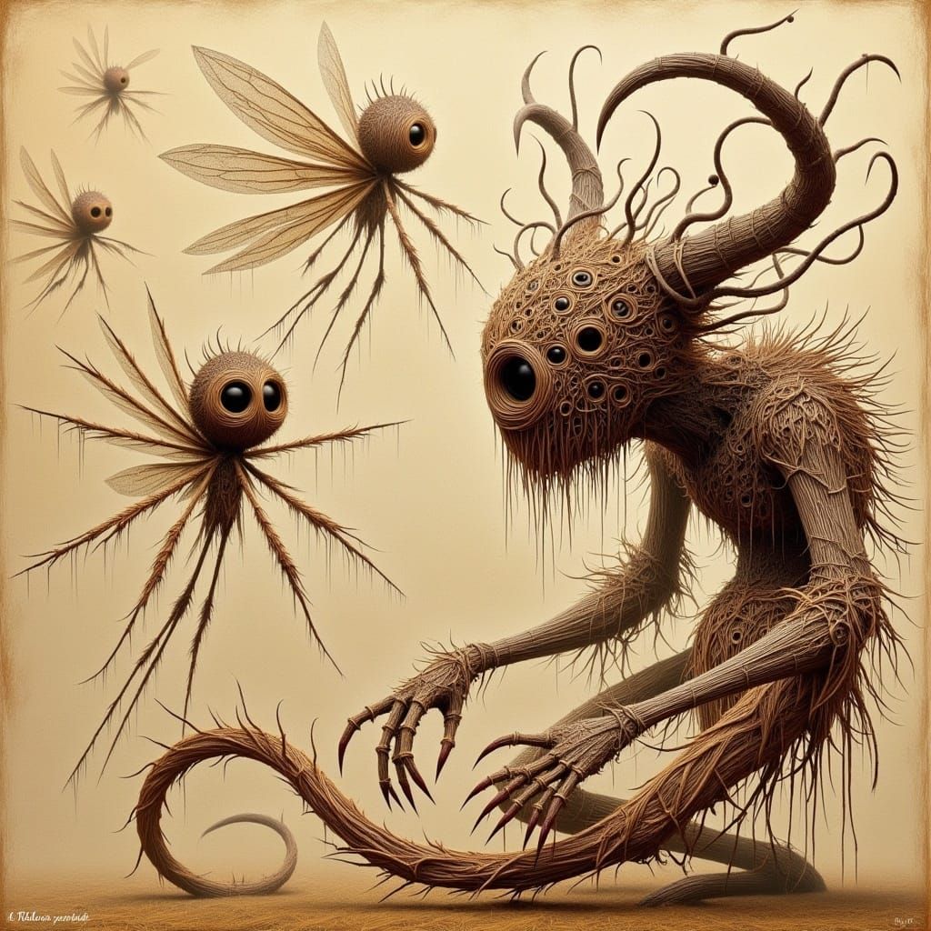 Renaissance Whispers: Da Vinci's World of Wisp Creatures