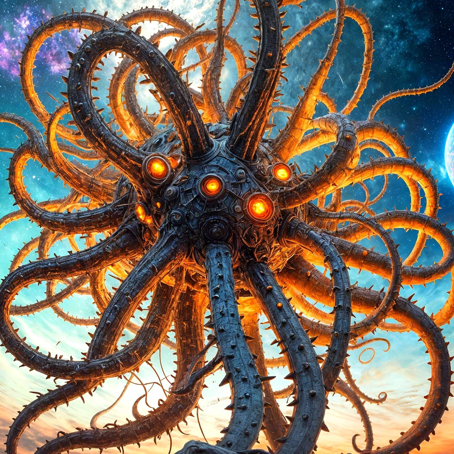 Eldritch Horror Dominates Planets in Spacecore Art