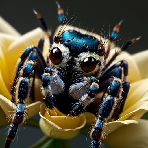 Jumping Spider on Rose: Macro Photography