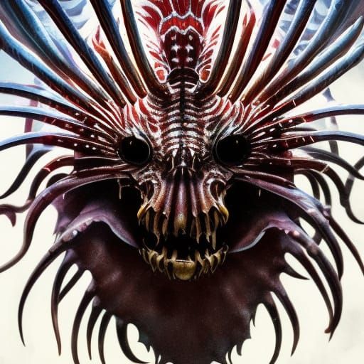 Eldritch Lionfish with Skull Face: Dark Fantasy Art