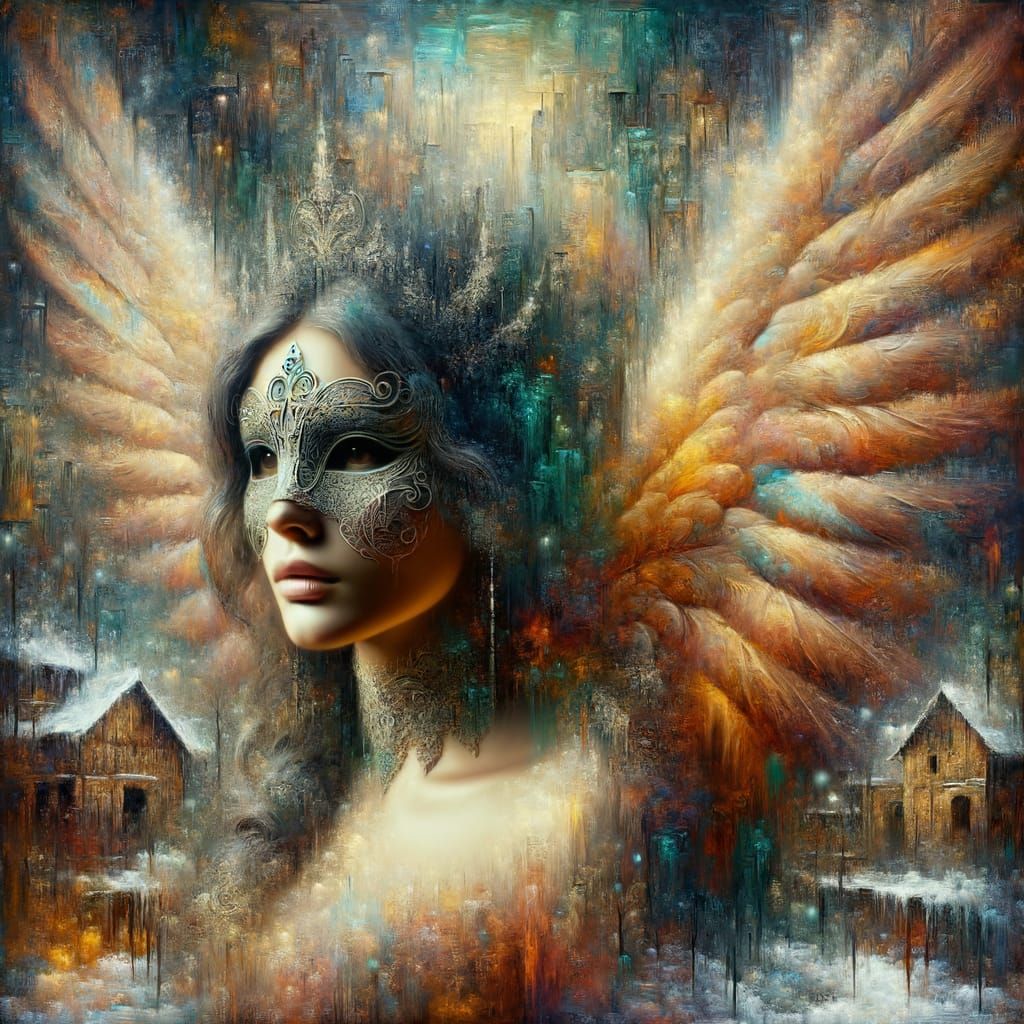 Ethereal Angel Portrait in Art Nouveau Gothic Style