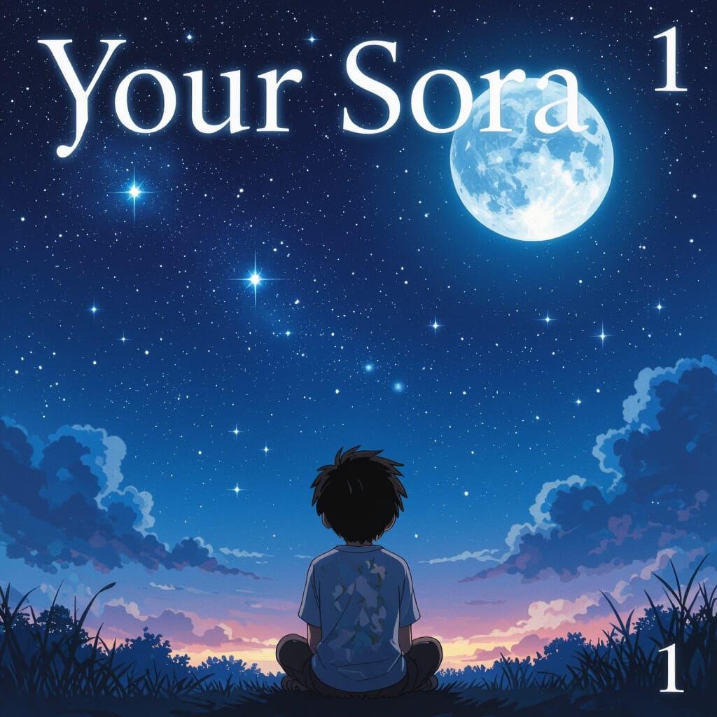 Anime Manga Cover: Boy Gazing at Starry Night Sky