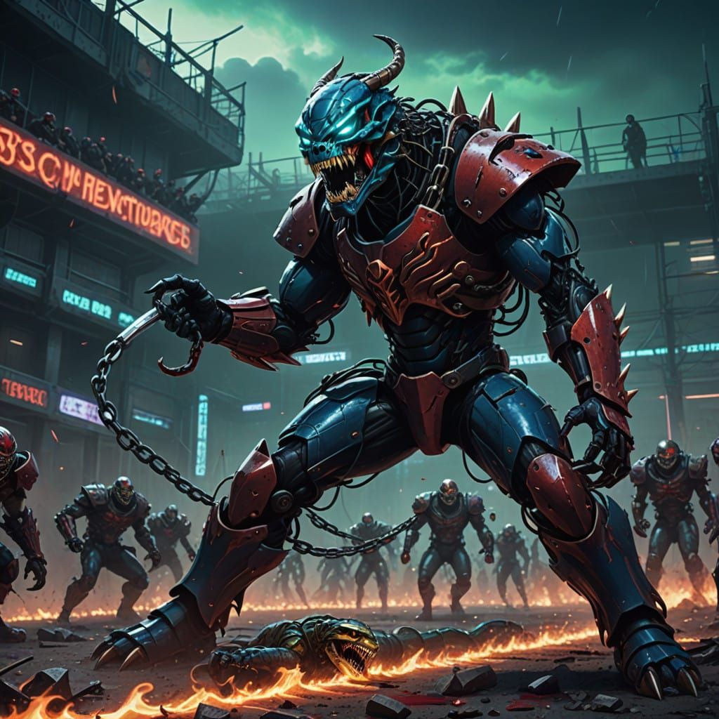 Futuristic Gridiron Clash: Crimson Reapers vs Neon Vipers