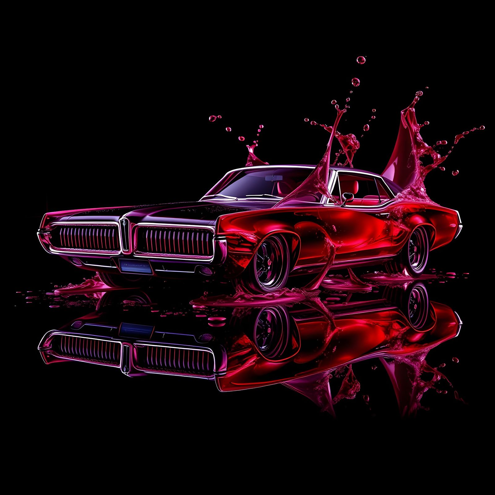 Wine Splash Cougar Hot Rod Art
