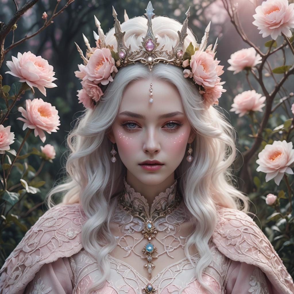 Ethereal Being with Brain Crown in Dreamlike Setting