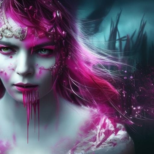 Magenta Tears on Devil's Eyes: Epic Digital Painting