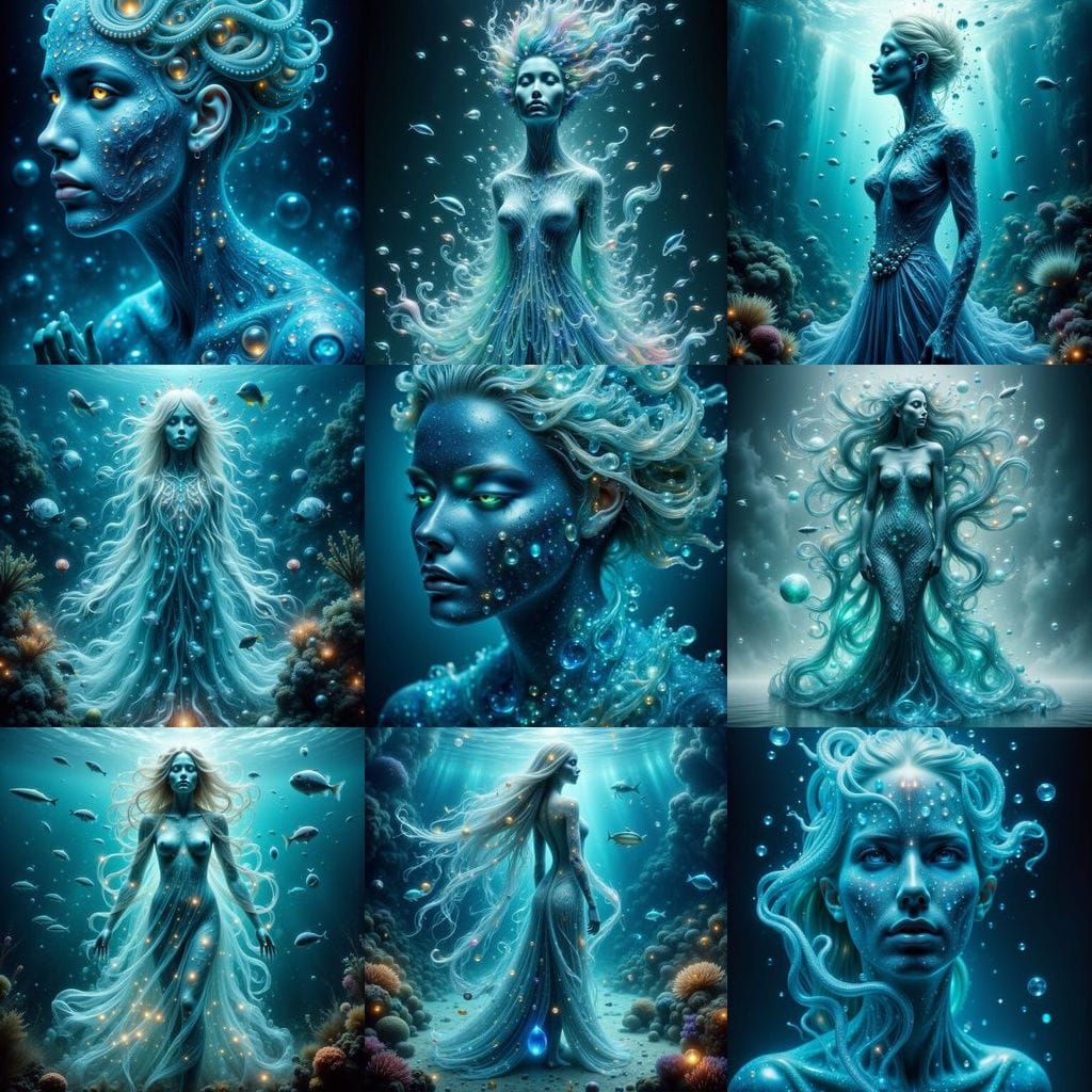 Water Woman Embodiment with Translucent Skin