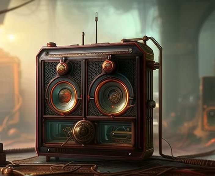 Ornate Transistor Radio in Steamy Mist