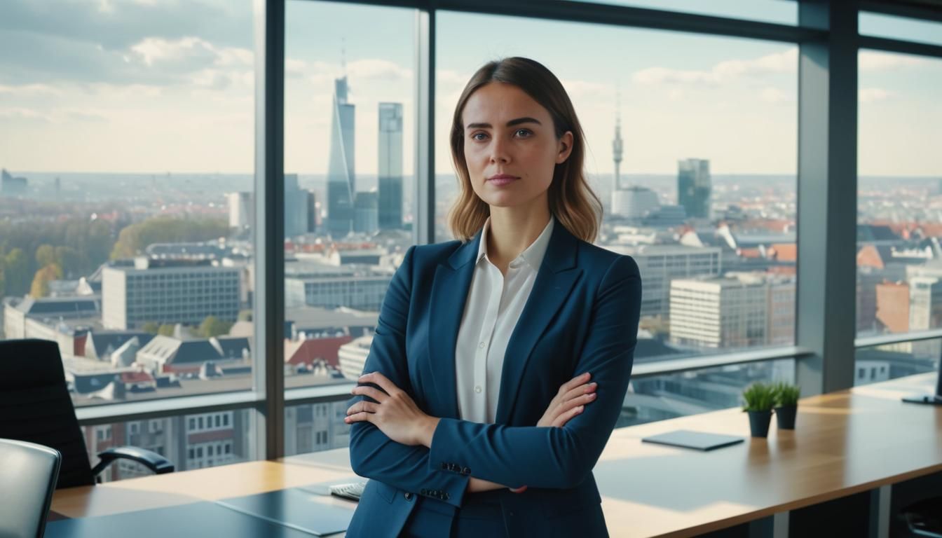 Energetic Entrepreneur in Contemporary Office Setting