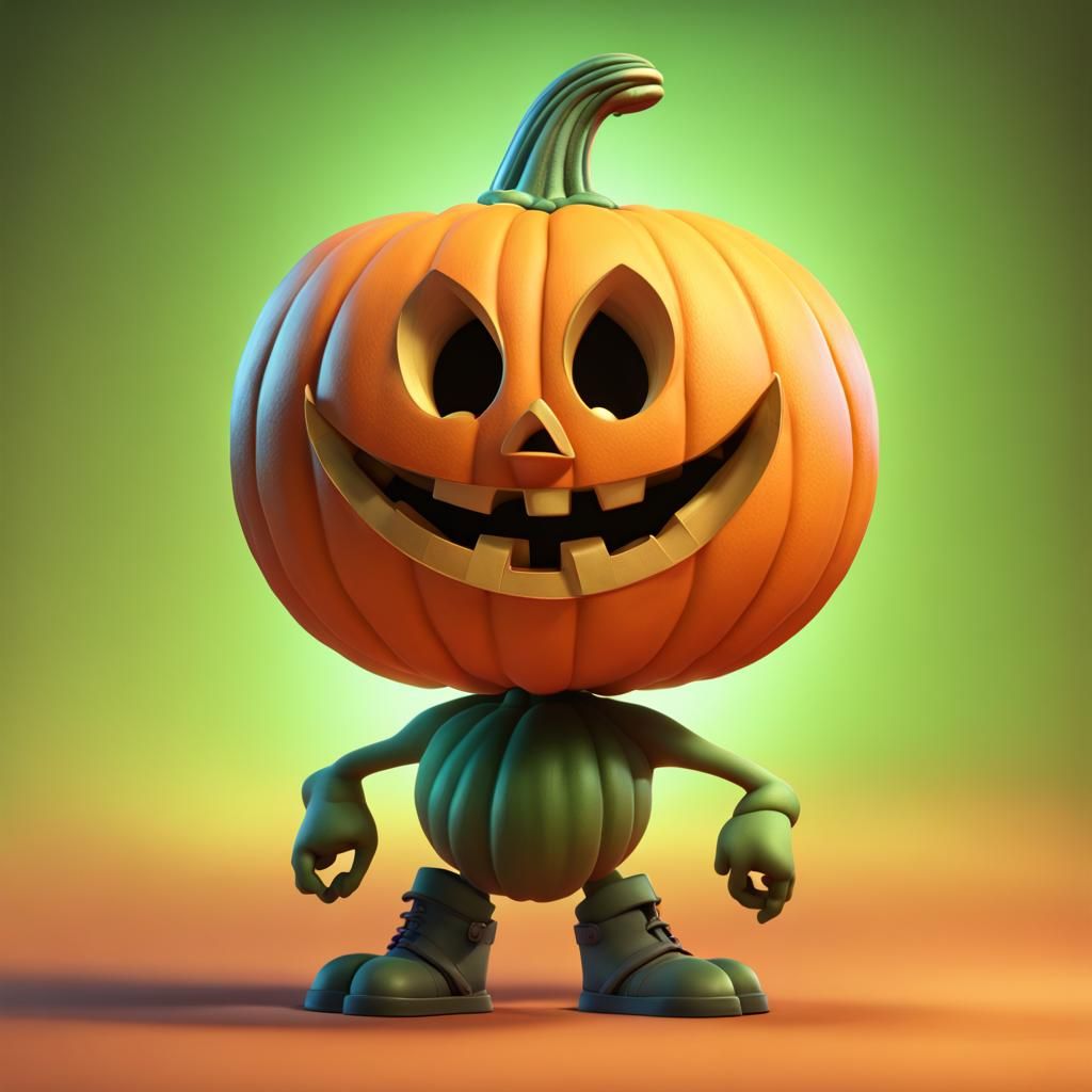 Elon Musk Pumpkin: Pixar-Style 3D Digital Art