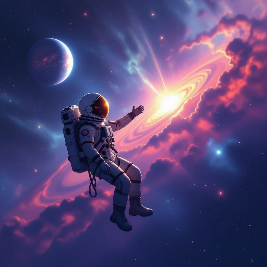 Astronaut Drifting in Nebula: Cinematic Space Art