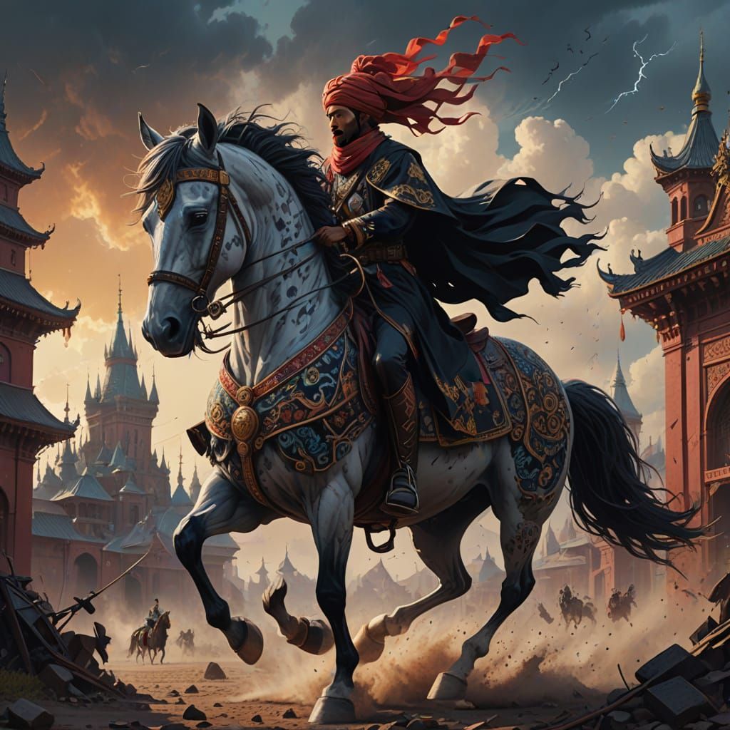 Majestic Musician Conquers Fantastical Landscape