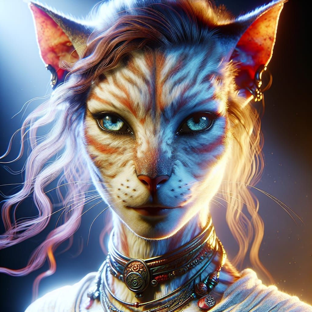 Exquisite Female Tabaxi Portrait in 8k Resolution