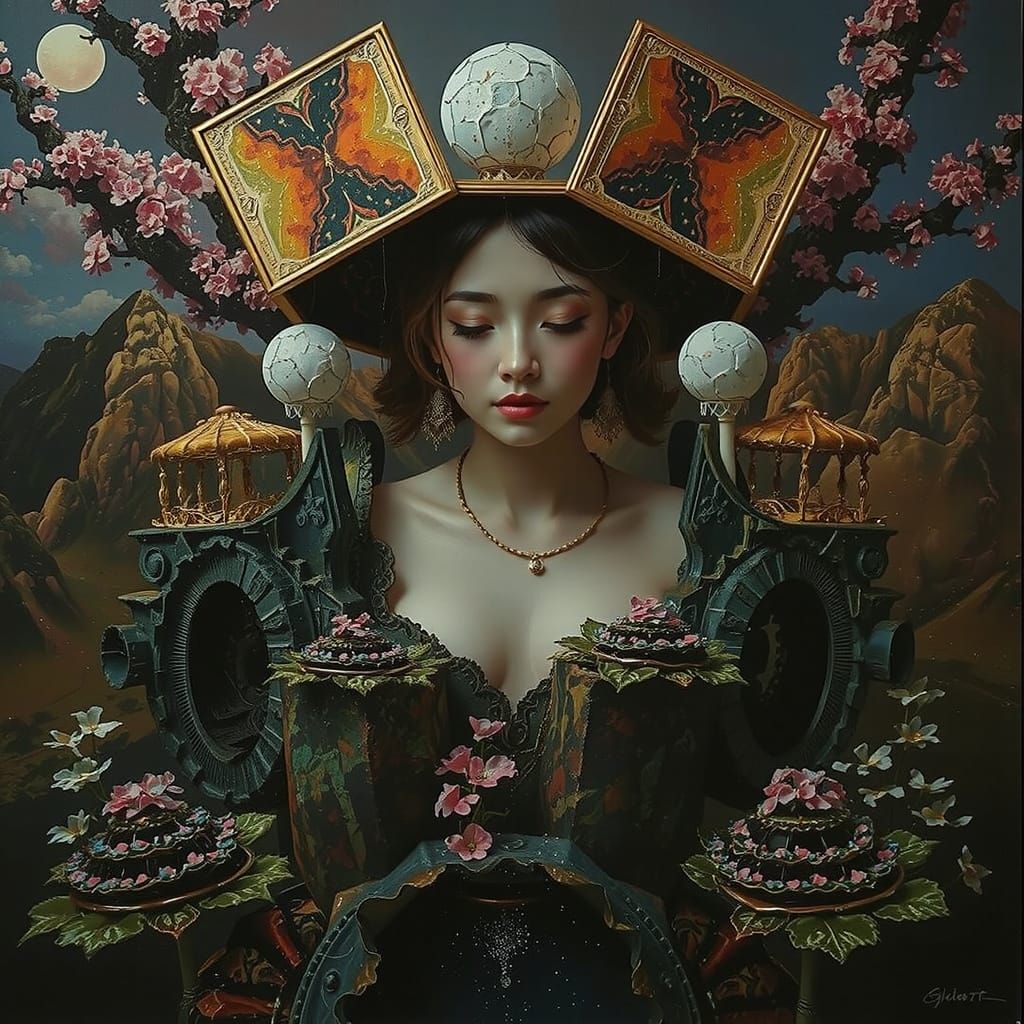 Dreamlike Gouache Landscape with Pink, Blue, and White Hues