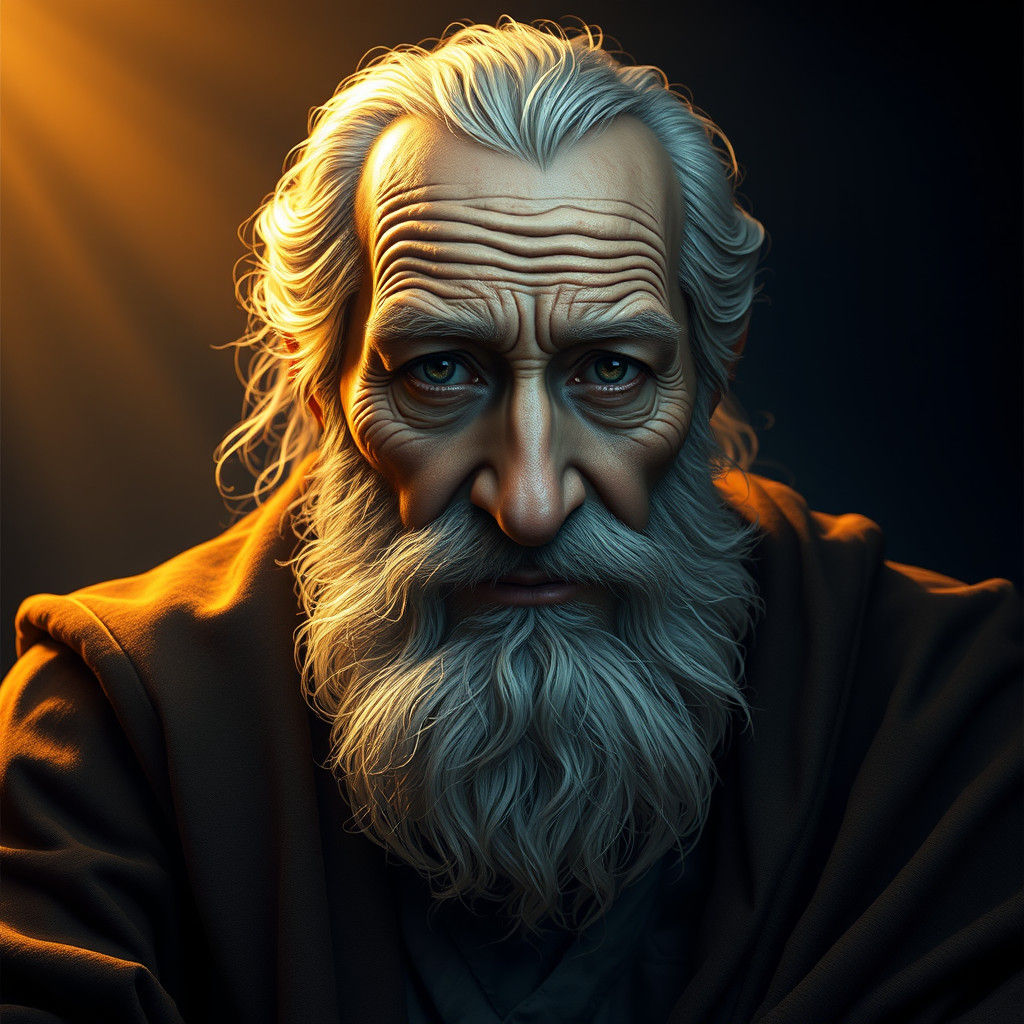 Father Time Portrait in Art Nouveau Style