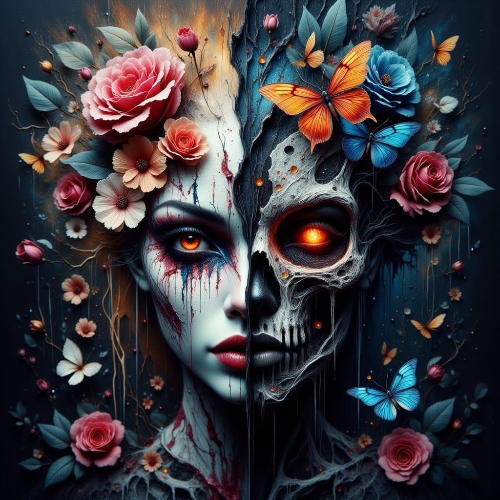 Surreal Abstract Composition in Light and Dark