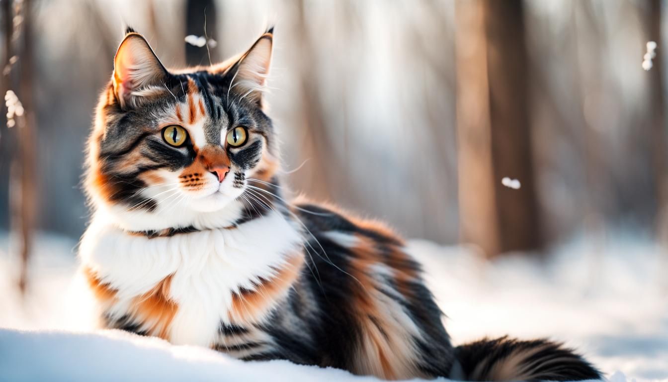 Gray-Striped Calico Cat in Winter Park