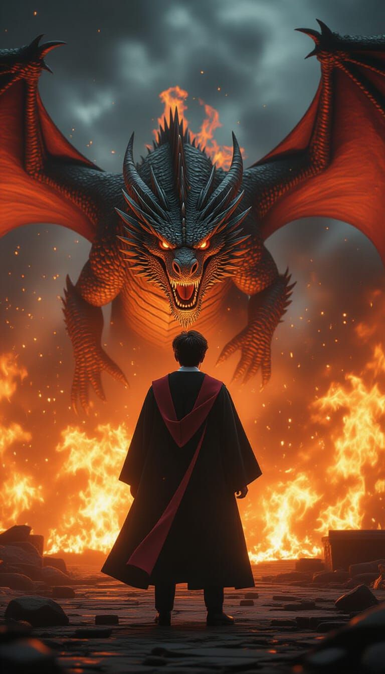 Harry Potter Confronts Fiery Dragon in Cinematic 3D
