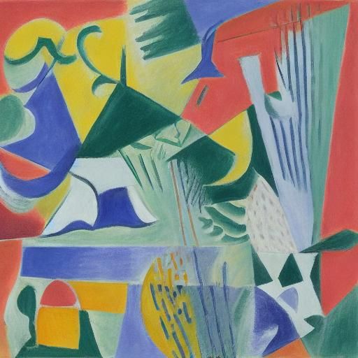 Fox and Rabbit's Cubist Tea Party in Garden