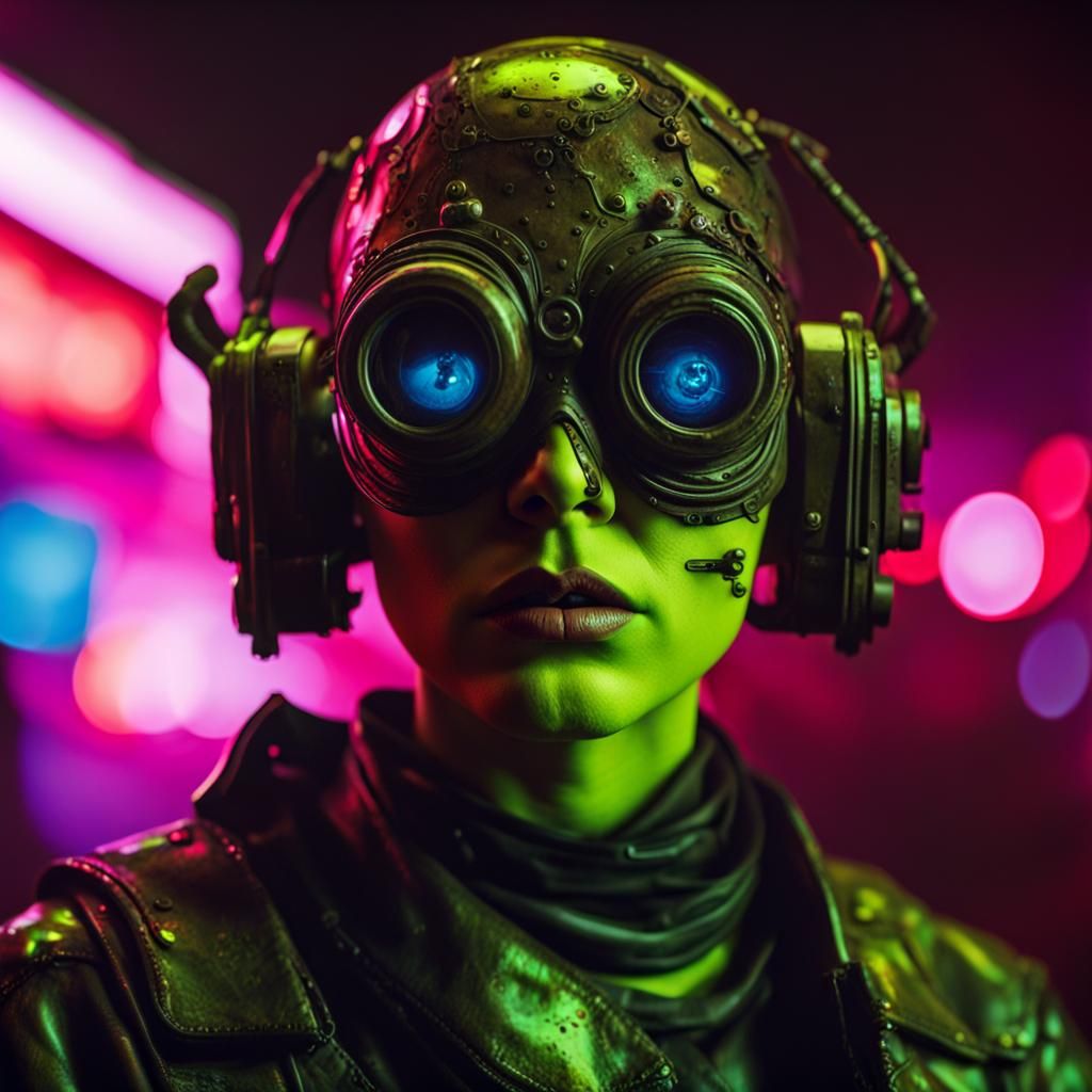 Dystopian Cyberpunk Cityscape in Neon Style