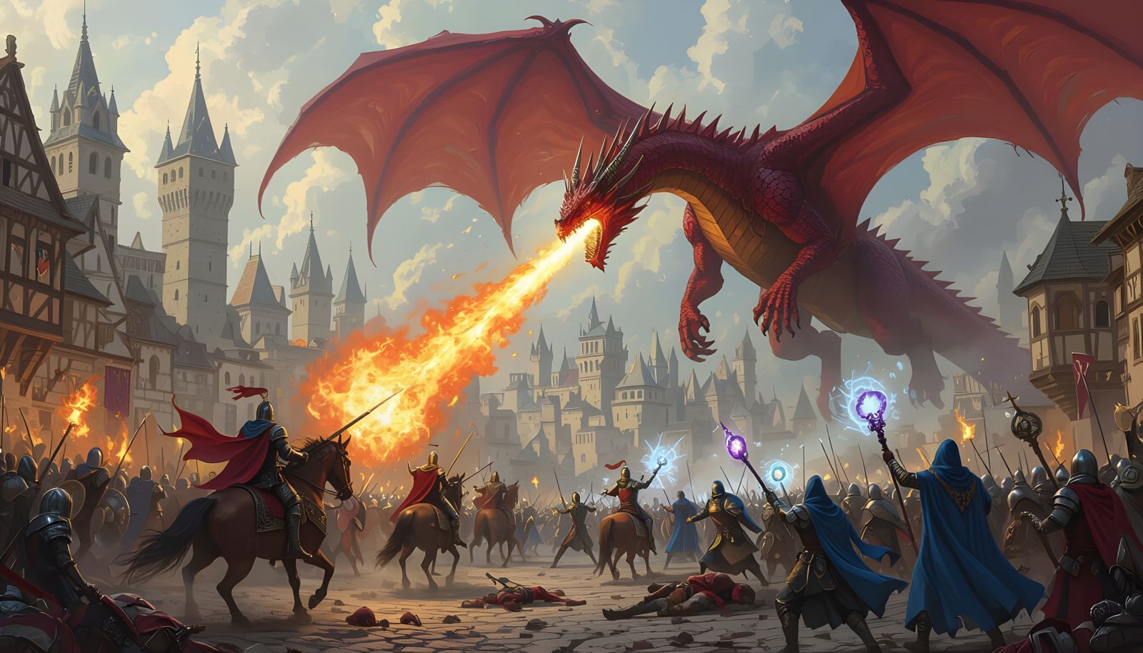 Red Dragon Assault on Medieval City
