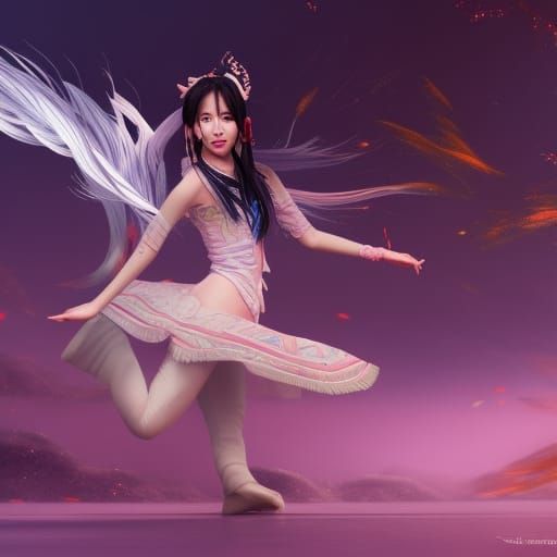 Anime Korean Dancer: Detailed Matte Painting