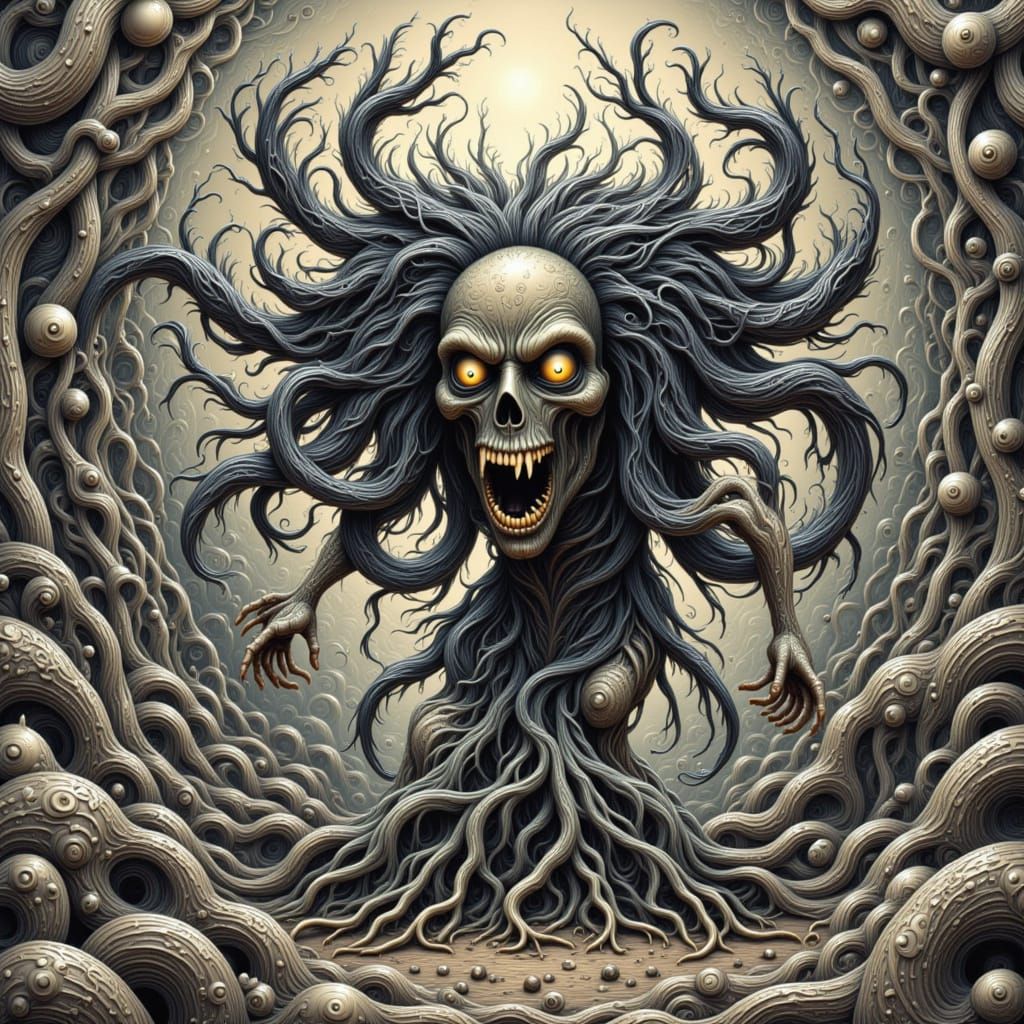 Zombie with an open mouth shuffling down the street